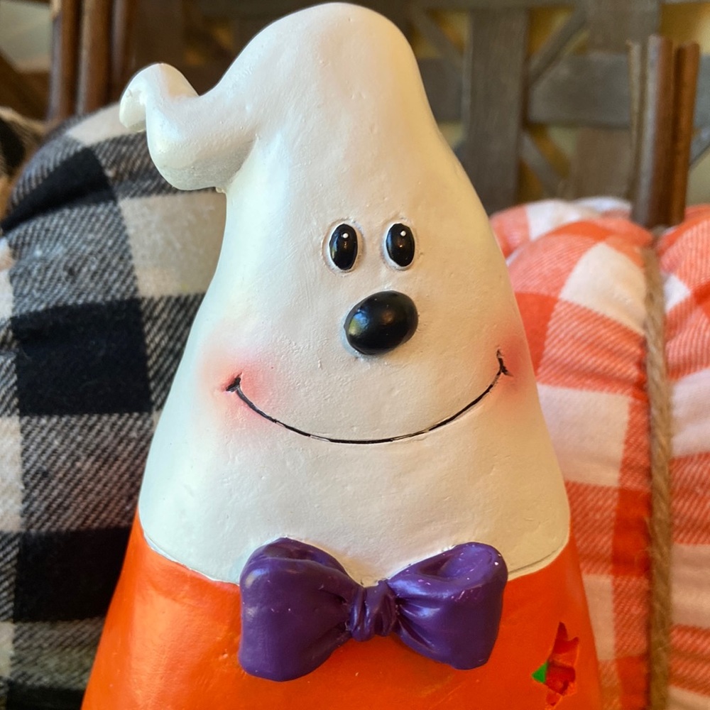 NEW! Led Lighted Sweet Fall Harvest Ceramic Halloween Candy Corn Boo Ghost - Picture 5 of 9